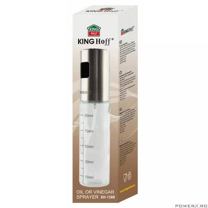 Pulverizator pentru ulei si otet, cu capac argintiu, 100 ml Kinghoff