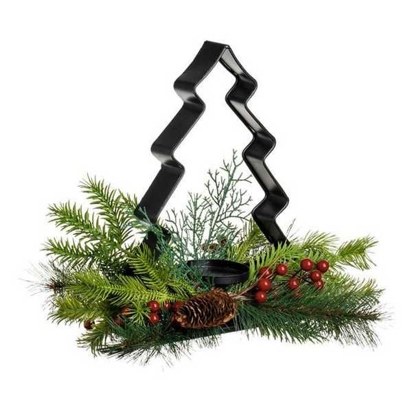 Коледен венец с поставка за свещ Mercado Trade, Метал, Елха