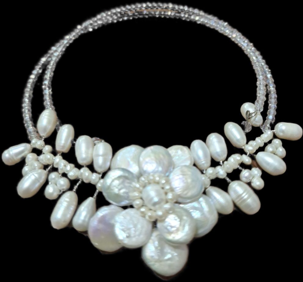 Colier perle autentice cu cristale