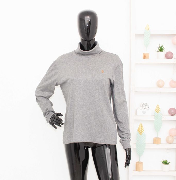 Polo Ralph Lauren оригинална дамска блуза с поло яка памук сива лого S