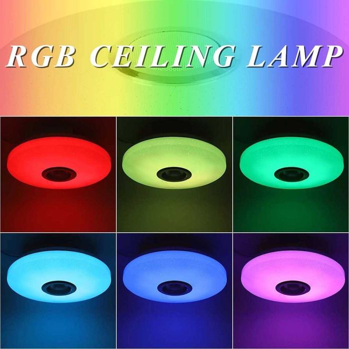 Lampă de tavan LED RGB de 56W cu difuzor Bluetooth