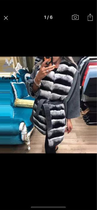 Пальто кашемировое с натуральным мехом шиншилы