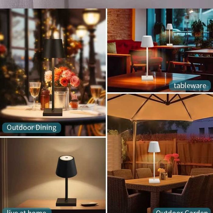 Lampa de masa led reincarcabila USB-C metalica cu touch dimabila birou