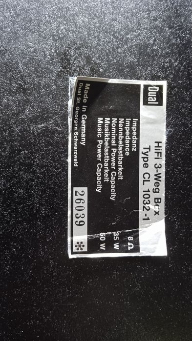 Boxe HiFi Dual 1032 - Germania, 50 W putere, 3 cai, 8 Ohmi