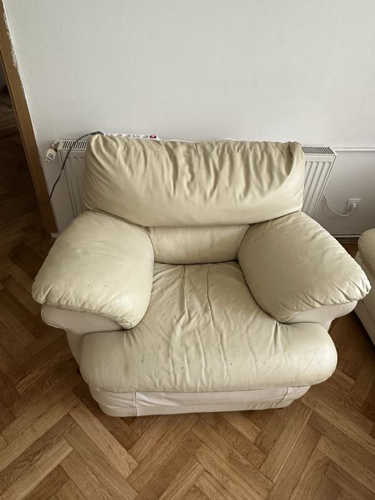 Set canapea de piele rabatbila 3 locuri + 2 locuri + fotoliu