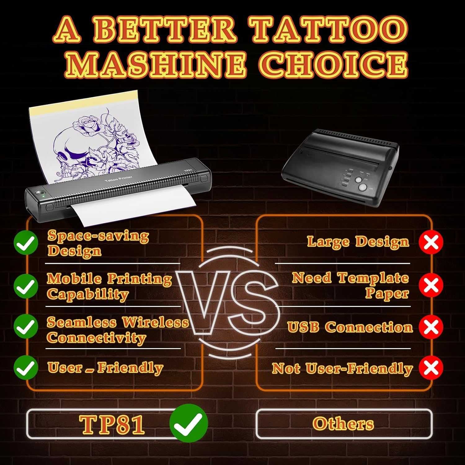 Принтер PhoFuta TP81, шаблони за татуировки с 10 бр. трансферна хартия