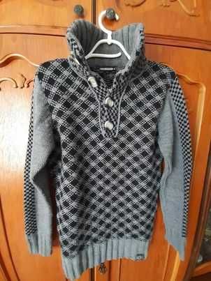 Pulovăr bărbătesc gros (gri+negru)
