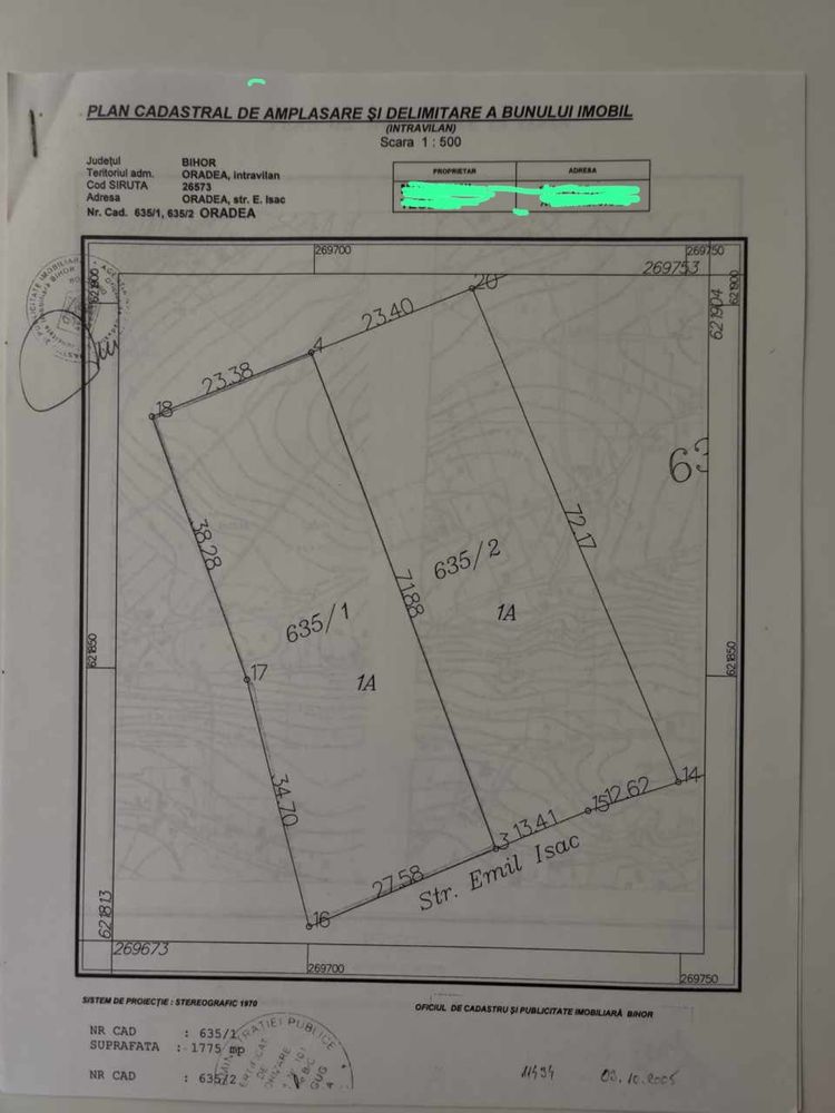 Vanzare teren intravilan Oradea, Str Emil Isac nr.12, 1750 mp 56 E/mp