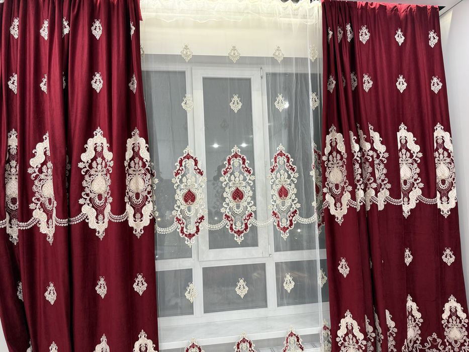 Красивые шторы + тюль, аккуратное состояние