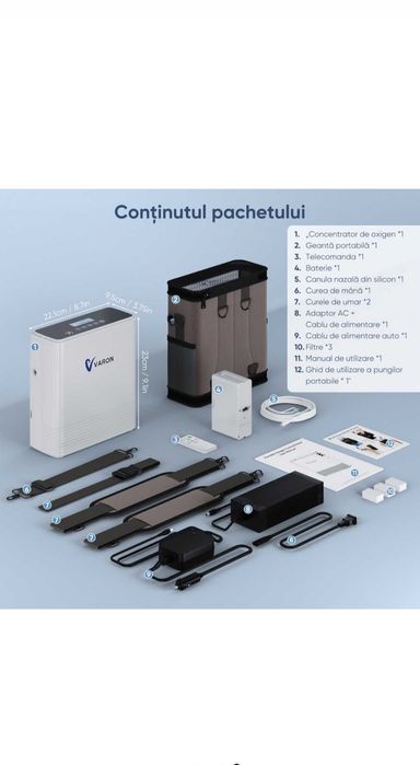 Aparat portabil oxigen Varon debit 6l/min