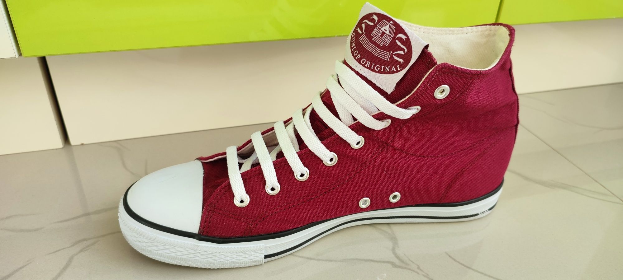 Teniși Trainers Dunlop hi top, tip Converse, Burgundy, 43