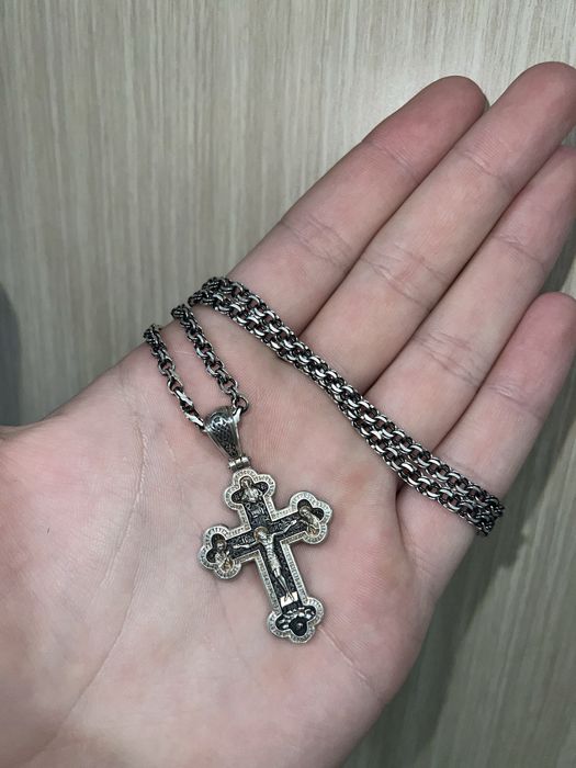 Крест с цепью серебро 925 проба