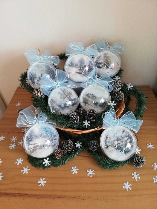 Колекция коледни топки за елха РЪЧНА изработка 7 бр.  ПАКЕТНА цена