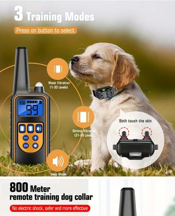 Zgarda cu electroșoc vibrații și semnal audio , telecomanda & LED