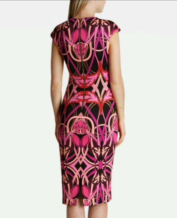 Rochie midi Ted Baker Anta bodycon fuchsia-negru-auriu