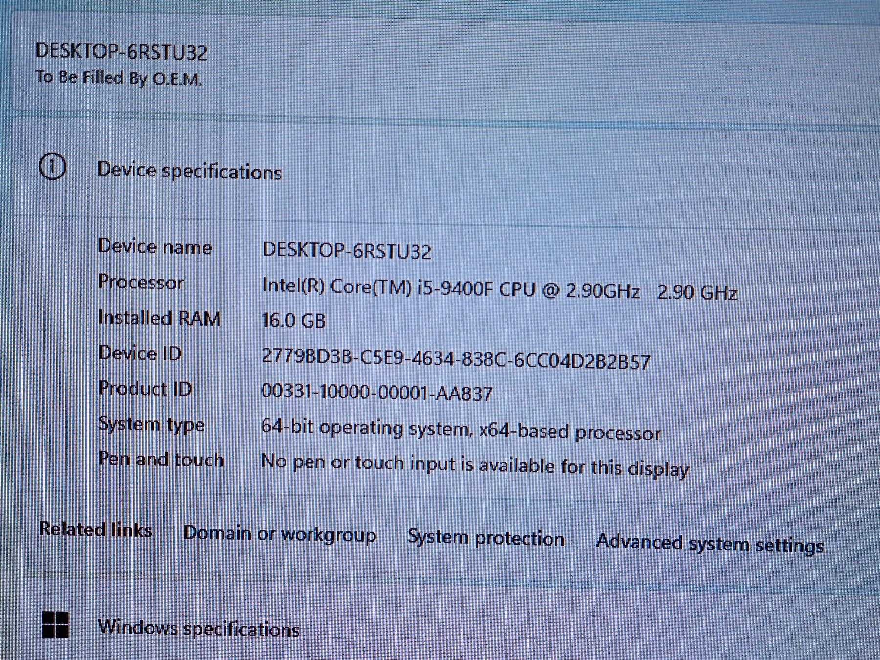 Настолен компютър i5-9400F / RTX 3060 12GB / 16GB RAM / RGB / 1TB SSD