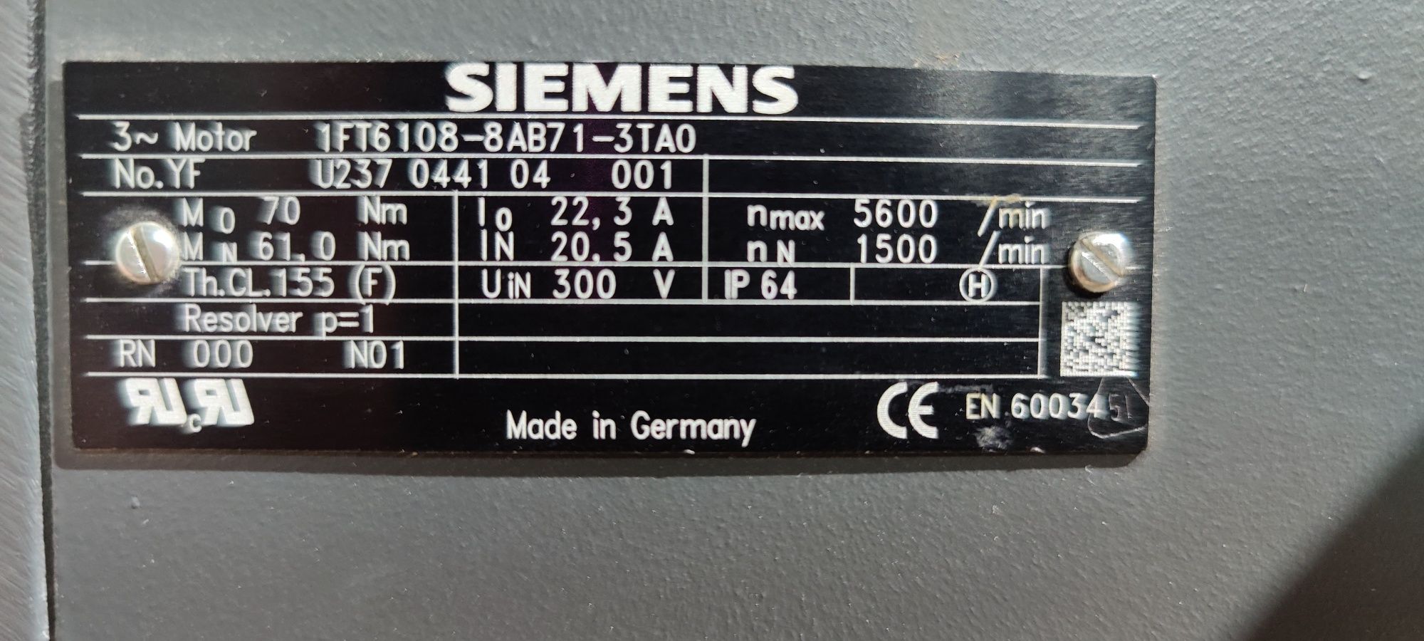 Servomotor Siemens, 7kW, 1500rpm