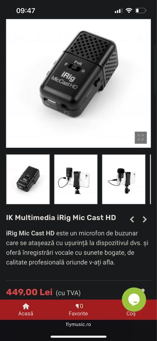 Microfon portabil pt inregistrari vocale, podcast, interviuri