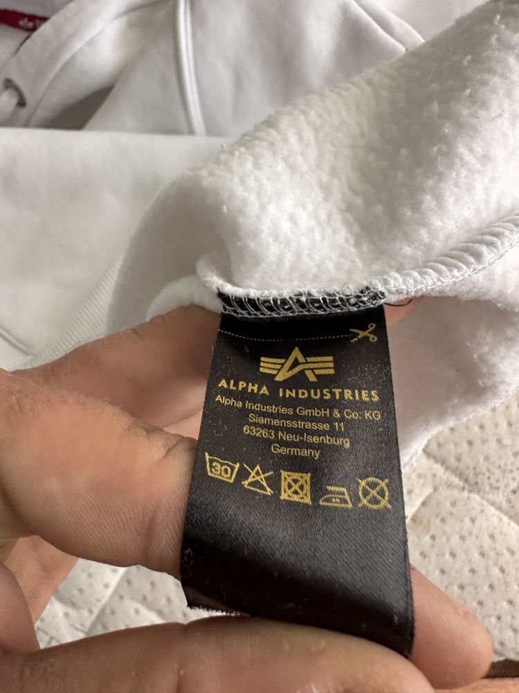 Alpha Industries Basic Hoody White  мъжки суичъ