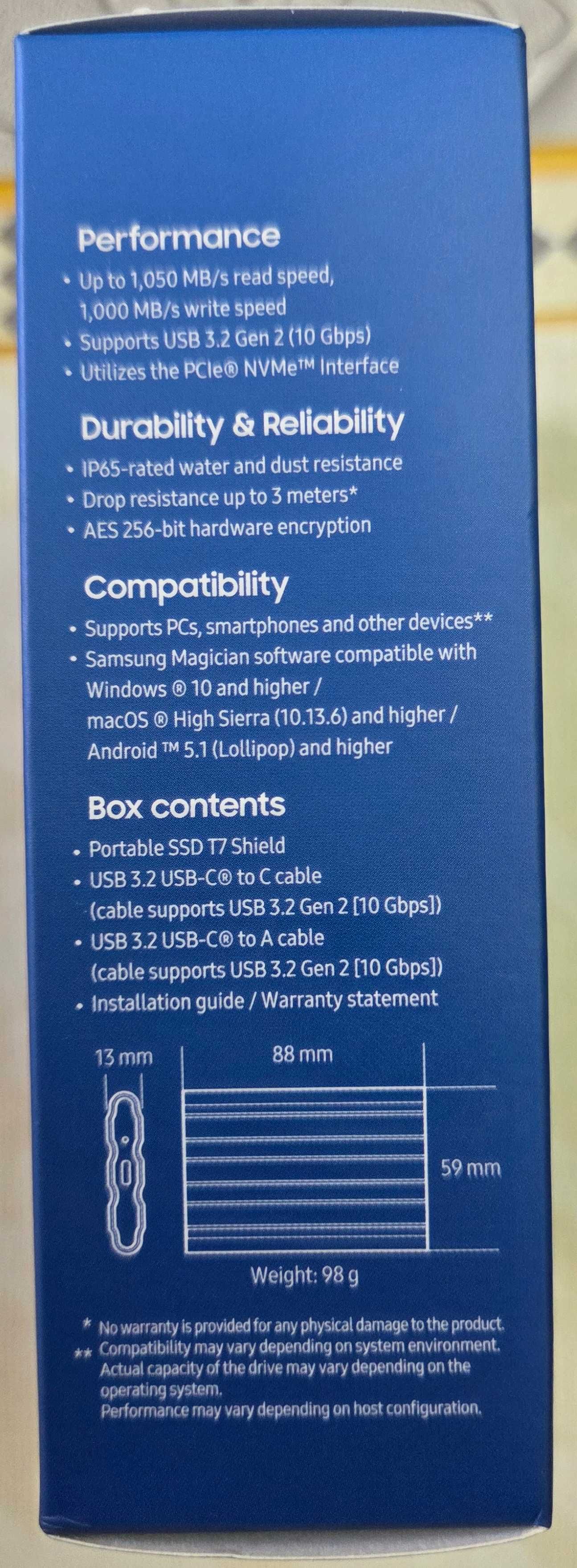Внешний SSD диск Samsung T7 Shield 1TB