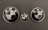Embleme stema negru carbon 82/74mm BMW seria 1 3 5 X5 X6 E90 E60 E46
