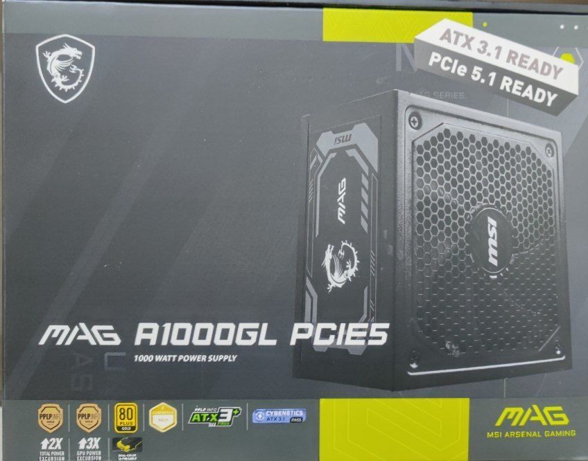 MSIMAG A1000GL Pcie 1000w blok Yangi