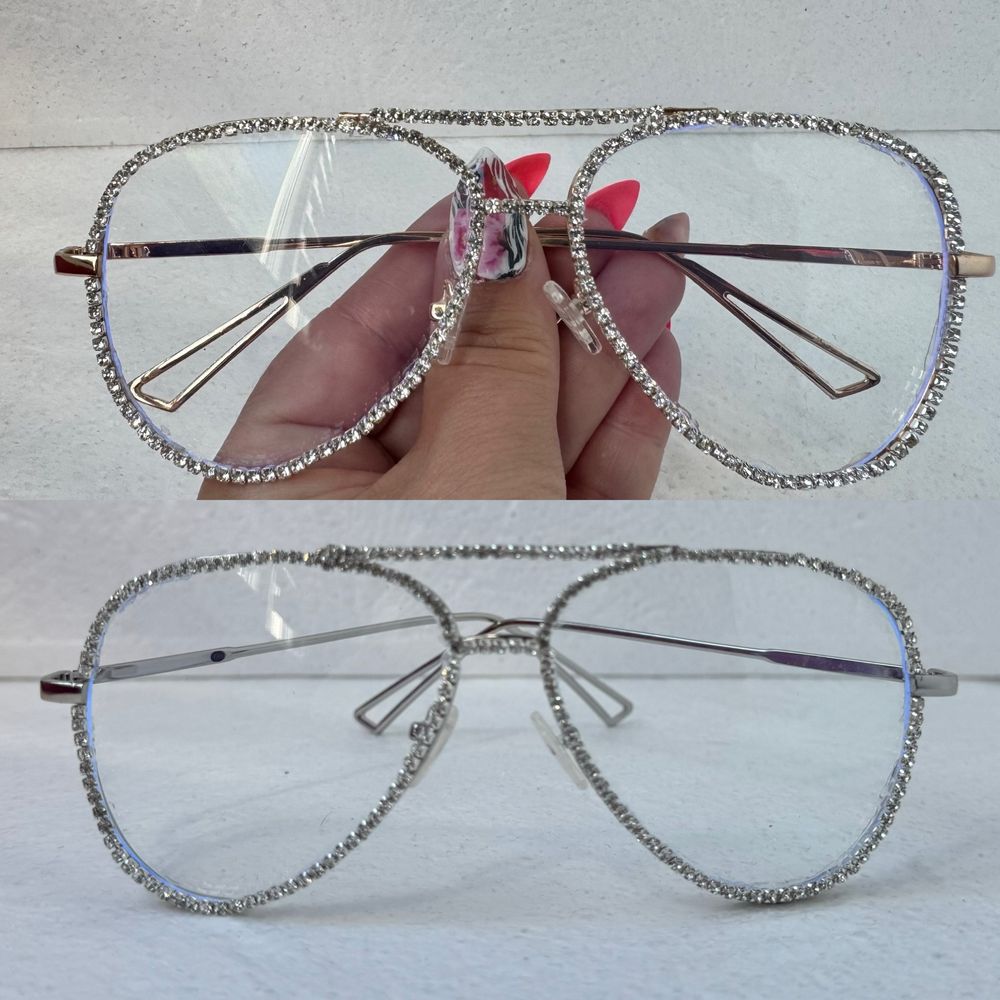 Gucci Прозрачни слънчеви очила авиатор с камъни очила за компютър
