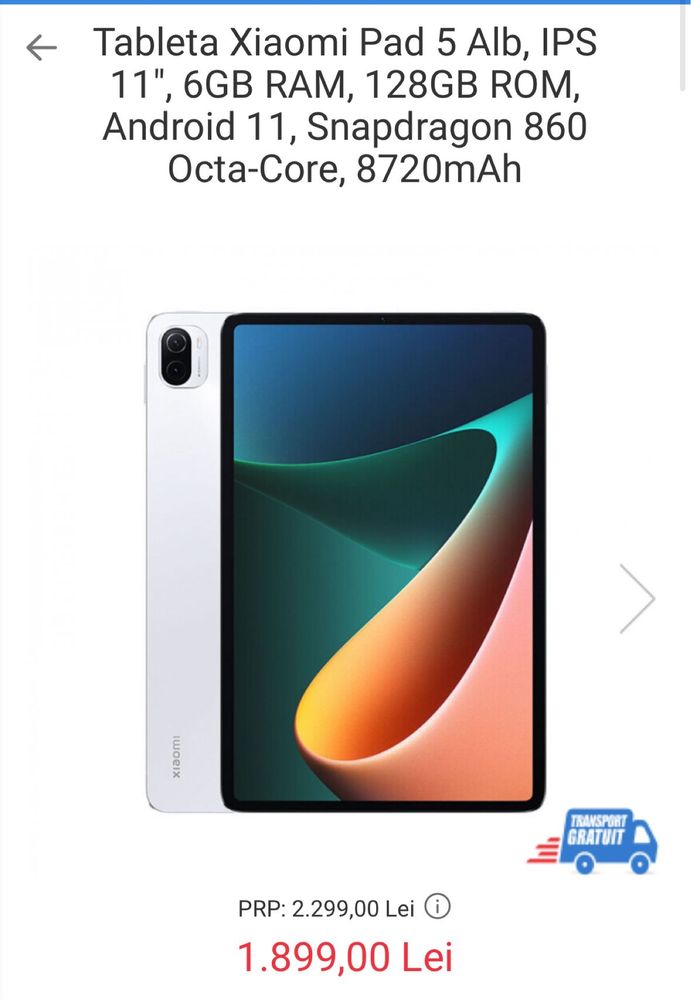 Xiaomi Pad 5. 128gb. 6gb Ram. Sigilata, transport inclus