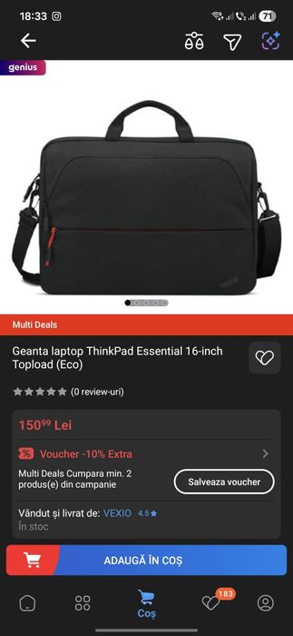 Geantă laptop 16 inch, Thinkpad Lenovo, noua, nefolosită