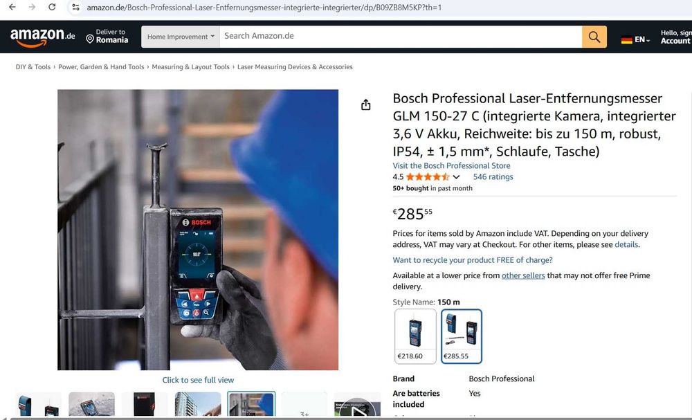Telemetru laser Bosch Professional GLM 150-27 C
