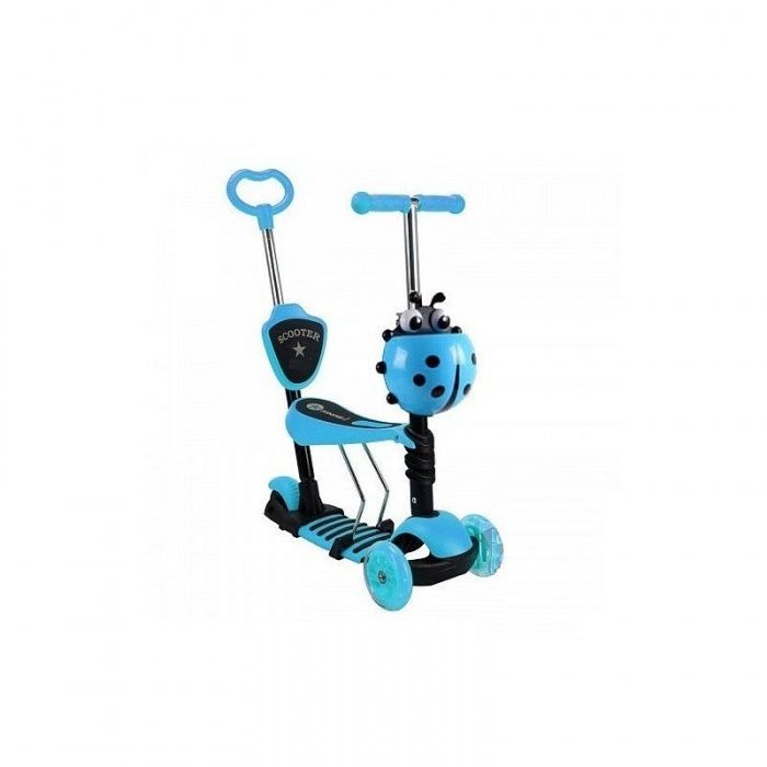 Trotineta Smart Kid 5 în 1 cu Buburuza maner ROZ BLUE