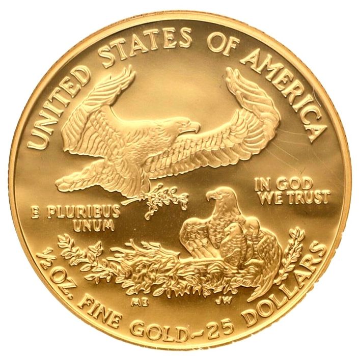 Monedă de aur SUA 25 dolari 1997.  Clasificată NGC, proof.