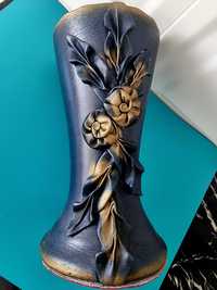 Papetarie VAZA ceramica cu invelis piele Unicat Manufactura Trandafir