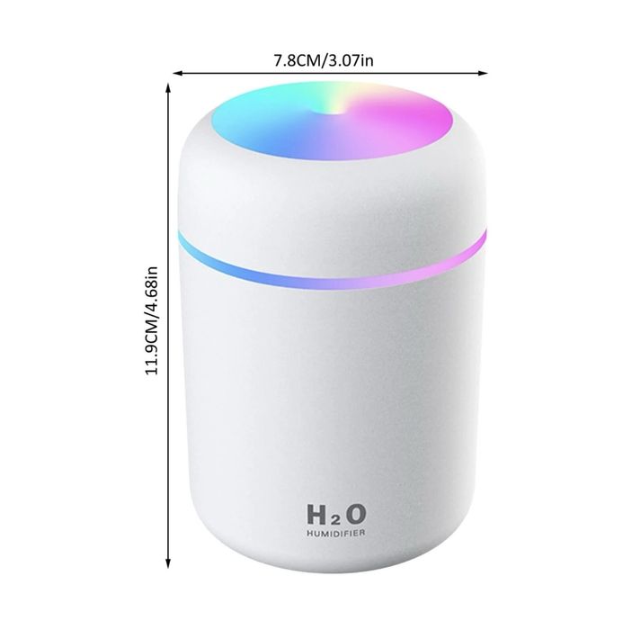 Umidificator de aer, 7.8x7.8x12 cm, 300 ml, Roz/Gri
