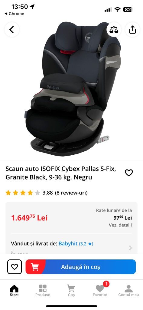 Vând scaun auto Cybex Pallas