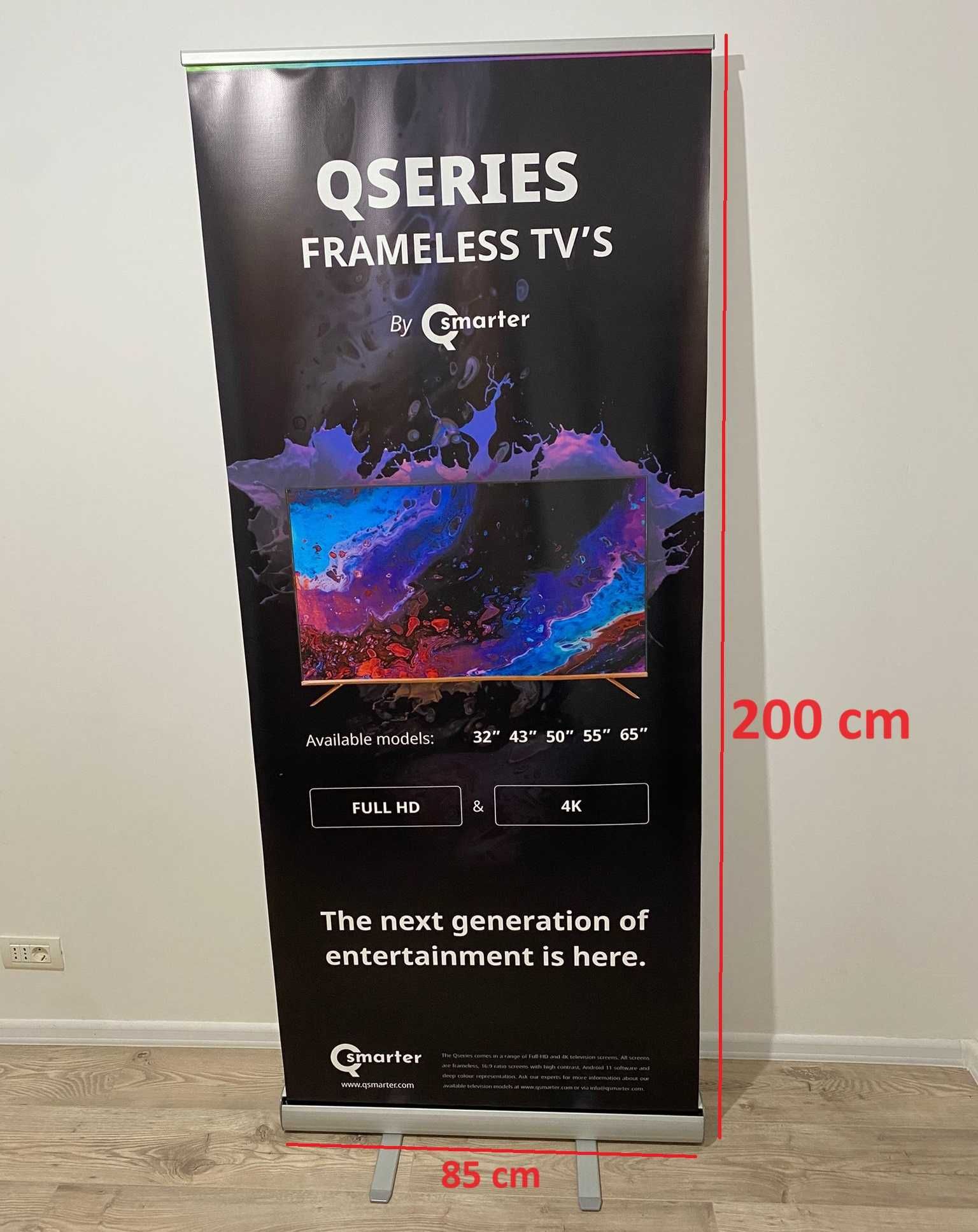 Sistem Roll-up cu print Qsmarter inclus dimensiune 85 cm x 200 cm