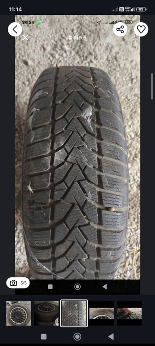 Jante de tablă cu cauciucuri de iarna în stare foarte bună