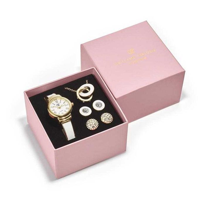 Set Elegance cu cristale Swarovski: ceas, colier, 2 perechi cercei