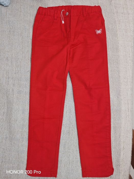 Pantaloni fete Chicco, noi cu eticheta, rosii, 8 ani, 128 cm