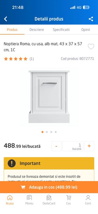 Vand dulap de dormitor 2 parti el/ea,  stare ca nou