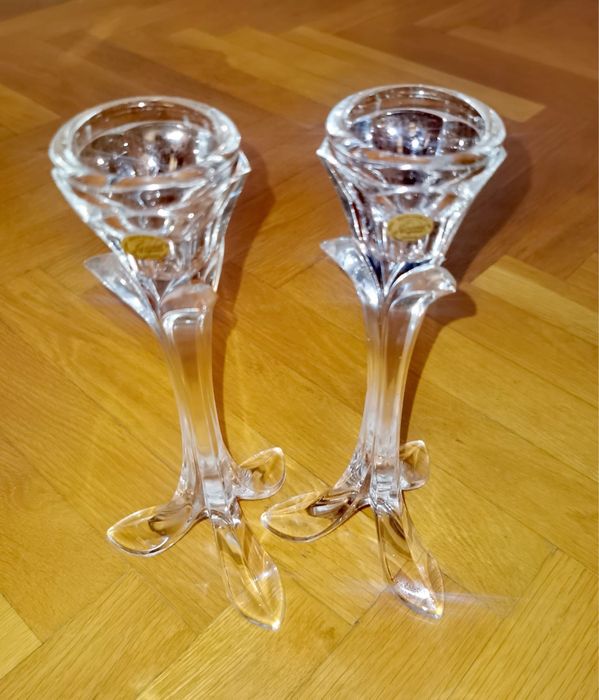 Кристални Свещници комплект френски БАНДОЛ Cristal D'Arques Durand  2