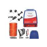 Kit pachet gard electric 6 Joule 12 220V fir 1000m 100 izolatori
