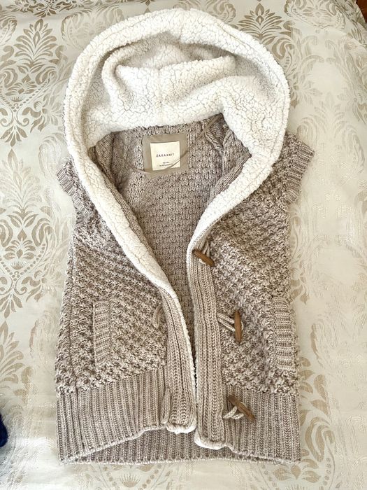 Vesta lana Zara knit cu blana