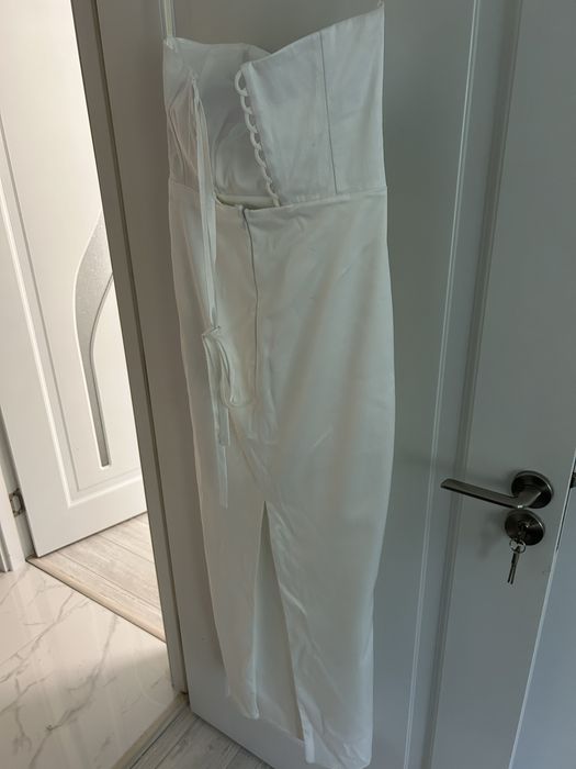 Rochie mireasa alba material satinat