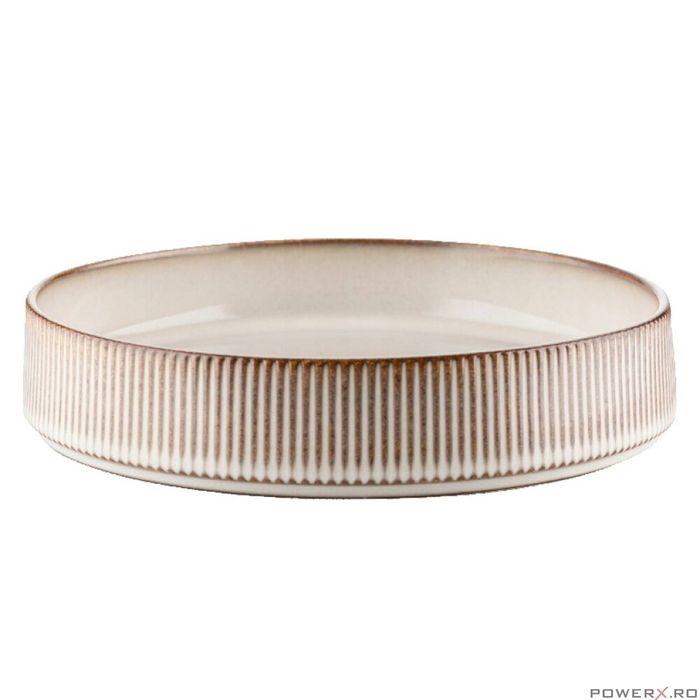 Farfurie adanca Evia, din ceramica crem, 19cm, Florina