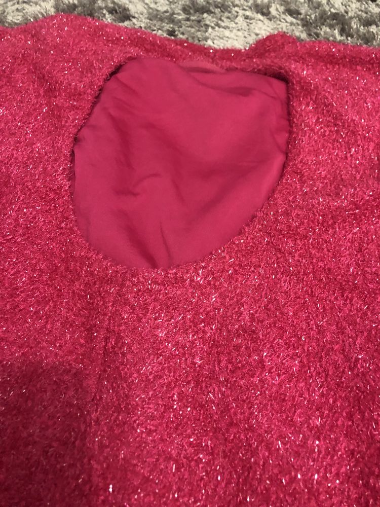 Rochie scurta dama H&M roz sclipitoare cu spate decupat marimea M