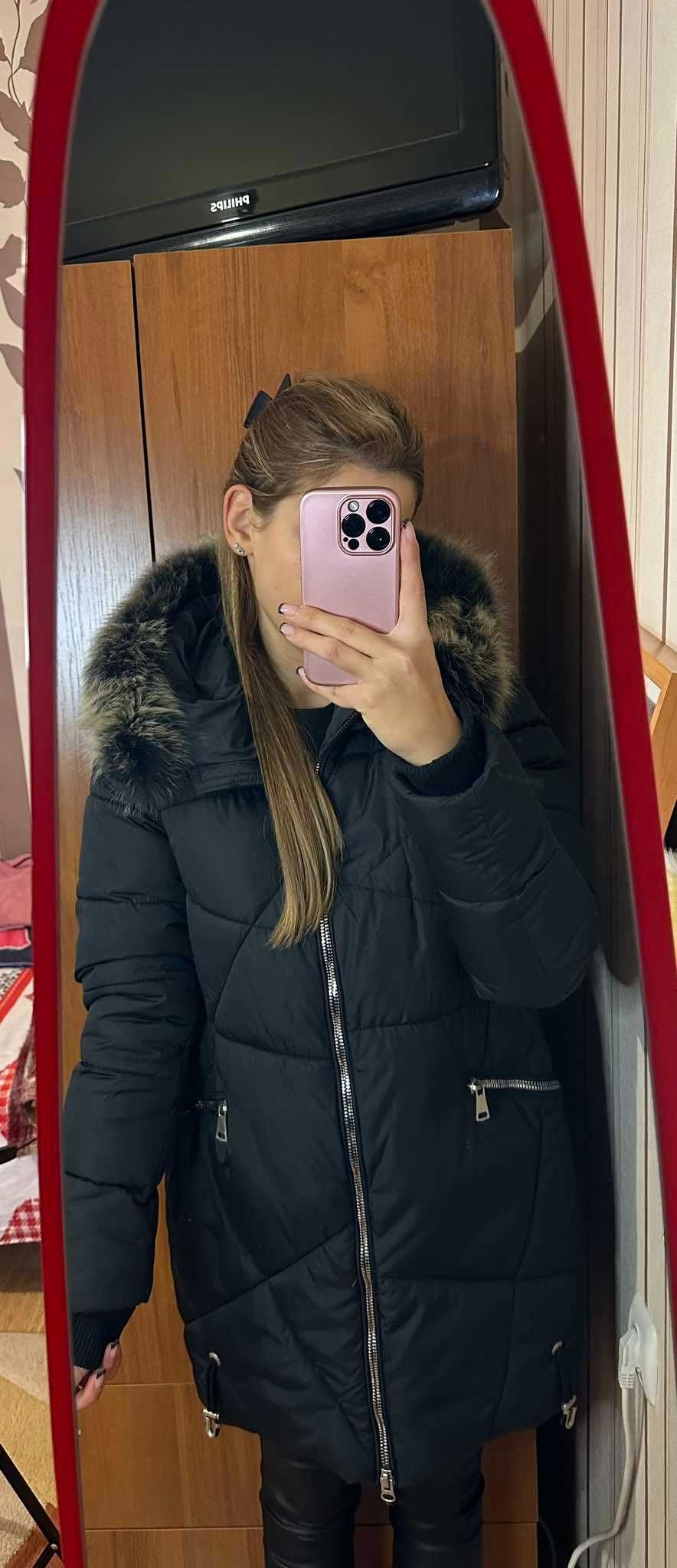 Дамско яке с естествен пух