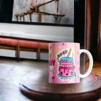Cana personalizata, Happy Birthday, Ceramica, Alb, 350 ml