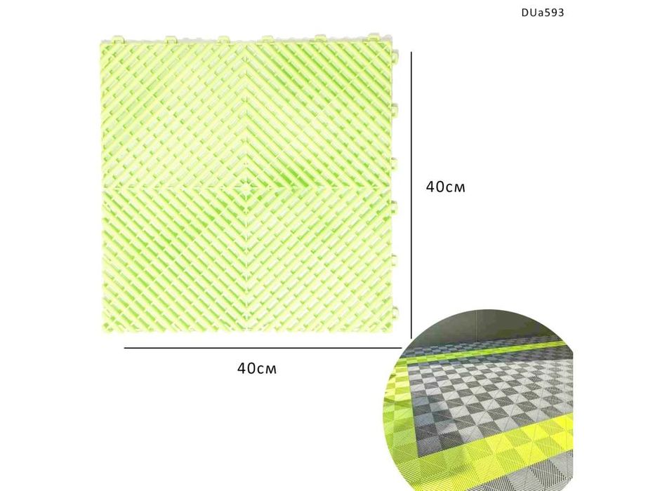 Pardoseală modulară PVC 40×40 – ideal garaj/atelier.Verde deschis