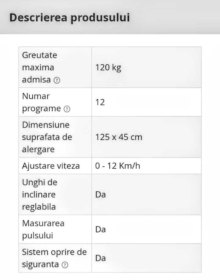 Bandă de alergare, electrică, 120kg, Techfit, 12 progr. unghi reglabil